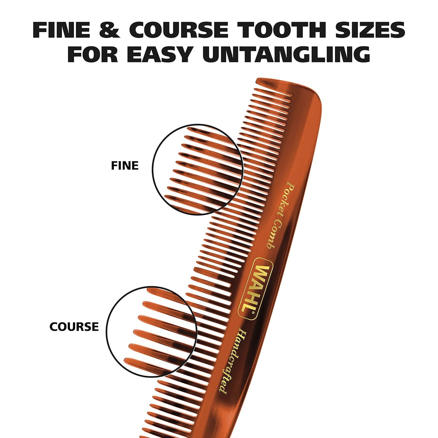 Wahl Handcrafted Beard, Mustache & Hair Pocket Comb for Men's Grooming