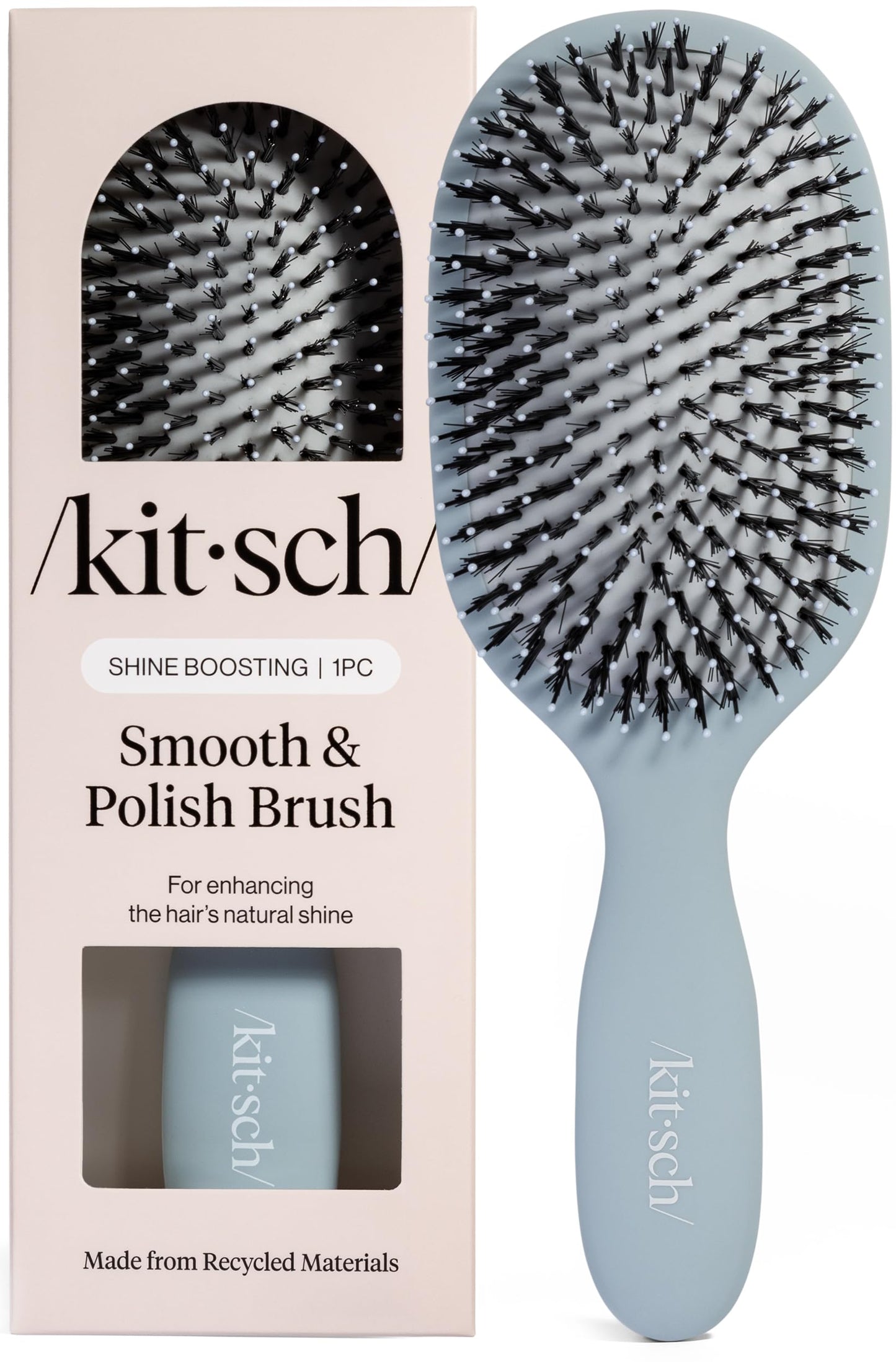 Kitsch Smooth & Polish Hair Brushes For Women and Men - Coastal Blue Print | Hairbrush For Women | Dual Bristle Detangler Brush – Vegan Boar & Nylon Hair Brush w/ Cushioned Pad for Scalp Massage