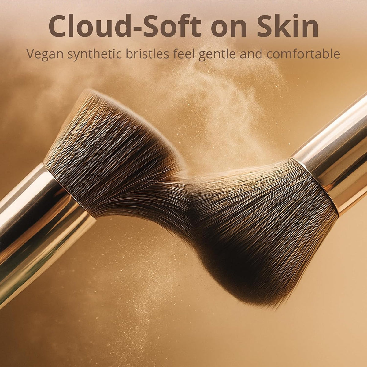 BEAKEY Makeup Brushes, 12-Piece Vegan Set for Foundation and Eyeshadow | Soft high-density Taklon fibers with durable birch handles, easy to clean for daily full-face makeup routines