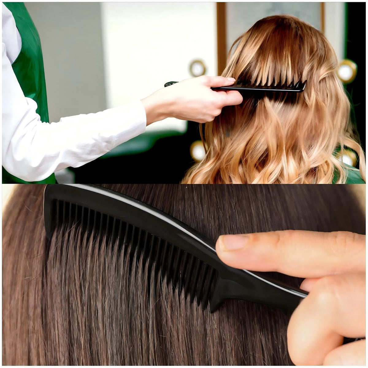 2-Pack Professional Comb Set - Wide + Fine Tooth | Unisex for All Hair Types (Curly/Straight/Thick), Enhanced Anti-Tangling