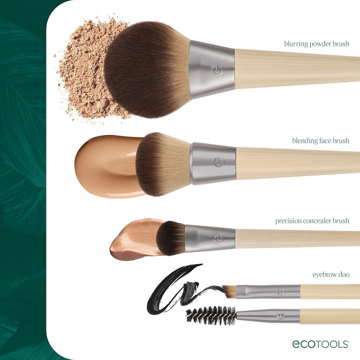 EcoTools Blurring Powder Makeup Brush, Large Makeup Brush, 1 Count | Blurred coverage with powder brush, face powder brush for loose and pressed powder, fluffy makeup brush with tapered bristles