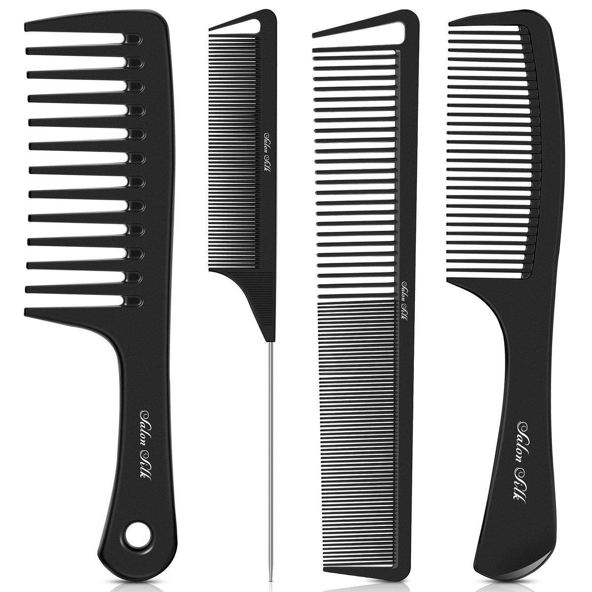 SalonSilk Professional Combs Set for Natural Black Curly Hair for Ladies