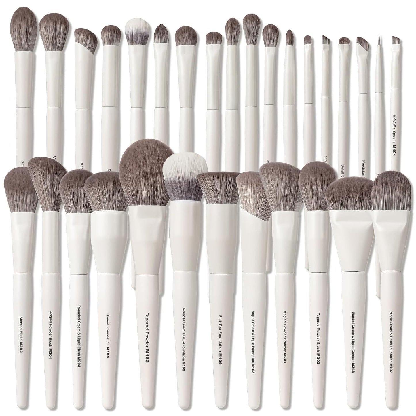 30 Pcs Pro Grade Makeup Brushes Set with Dense Ultra Soft Bristle | White Elegant Design Luxury Make up Brushes for Foundation,Face Blending Powder,Contour,Bronzer,Highlight,Concealer,Eyeshadow