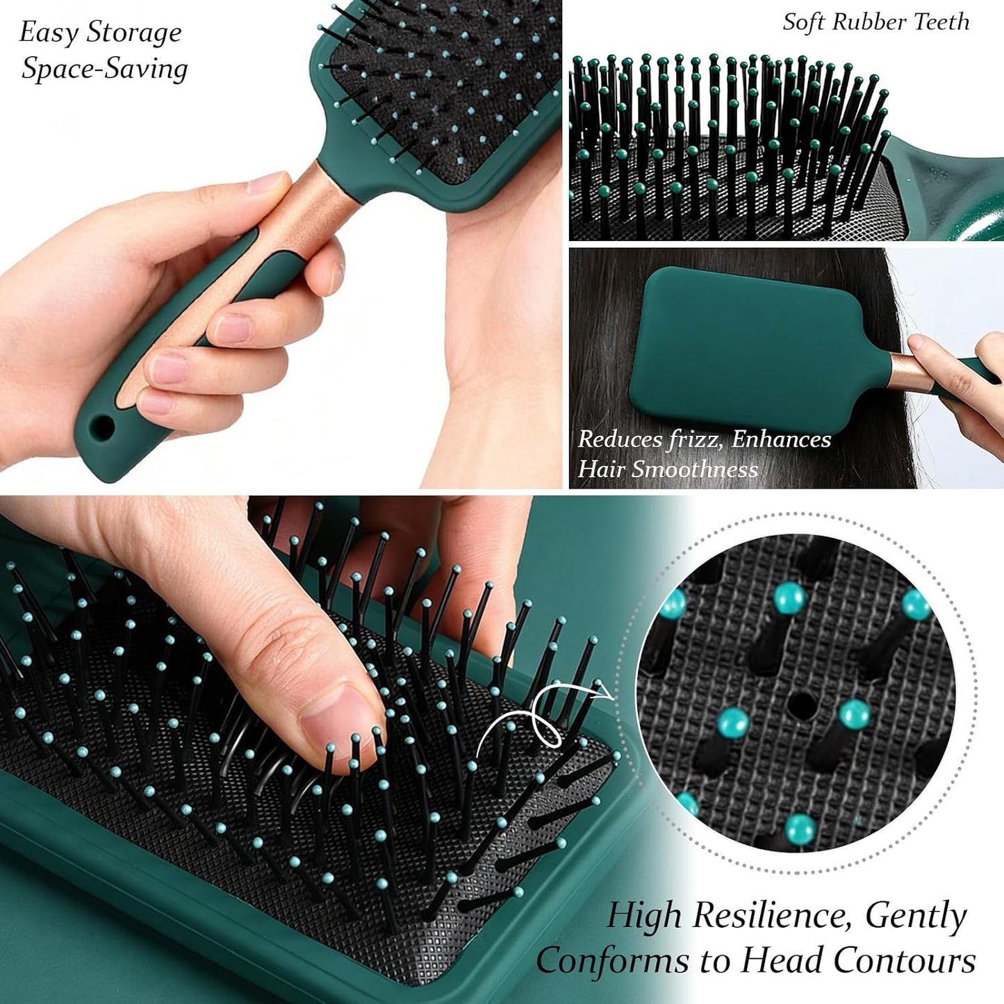 Paddle Hair Brush Air Cushion Hairrush Basic Paddle Brush | Anti-Static Massage Hair Brushes,Cushion Base Detangling & Volumizing, Nylon Bristle Hairbrush for Men and Women