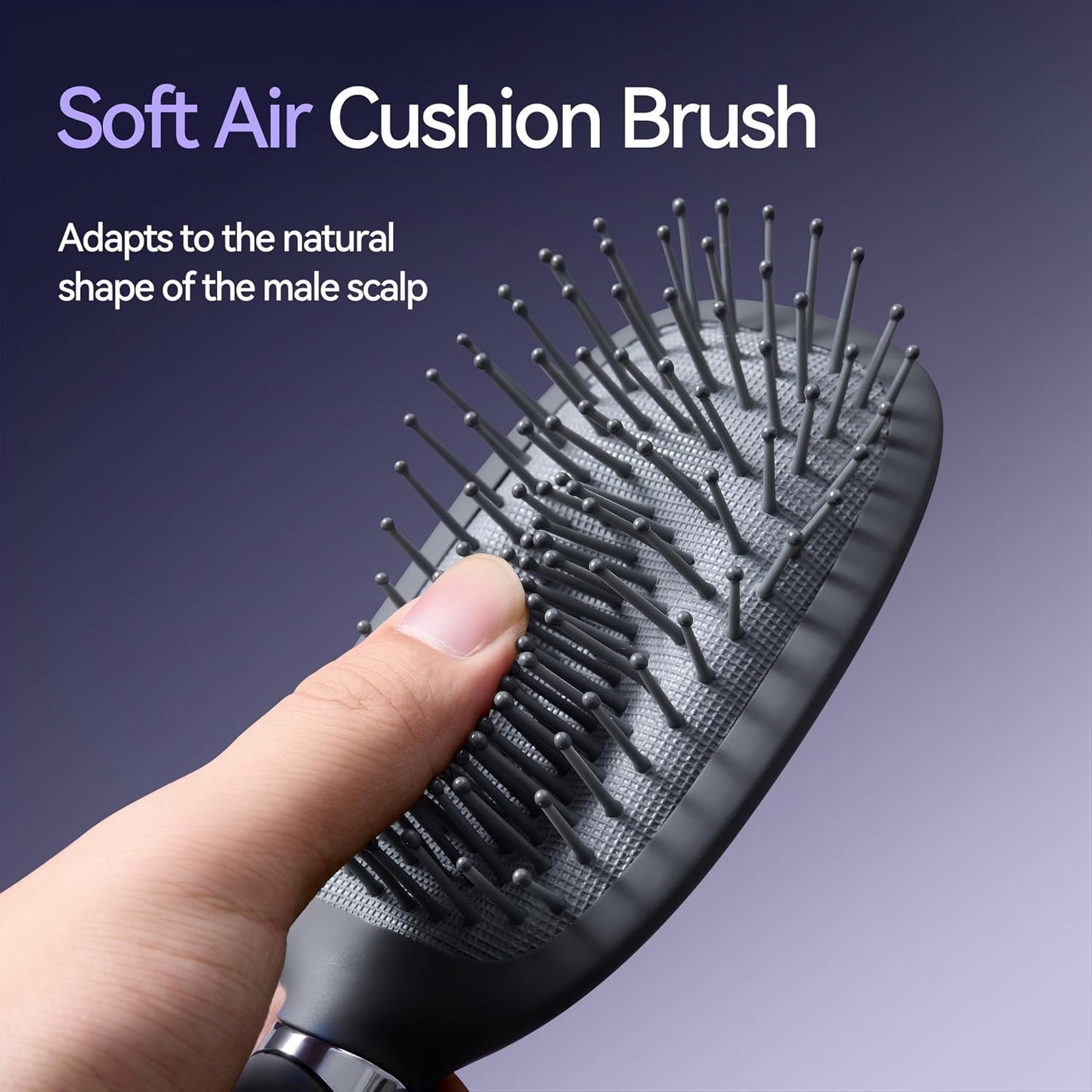 Hair Brush for Men, Detangling & Styling Hairbrush with Flex Cushion Base | Ball-Tipped Bristles, For Wet/Dry Use, Scalp Massage Function, Mens Detangler Brushes for Fine/Thin/Short/Thick Hair, Gray