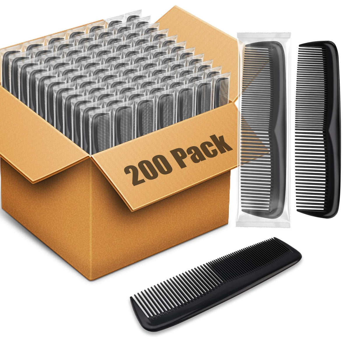 Pocket Combs Bulk for Men 50 Pack, Homeless Supplies Bulk, Individually Wrapped Beard Barber Mini Comb for Travel Hotel Shelter Donation Operation Bulk Christmas Child Item Gifts (Black)