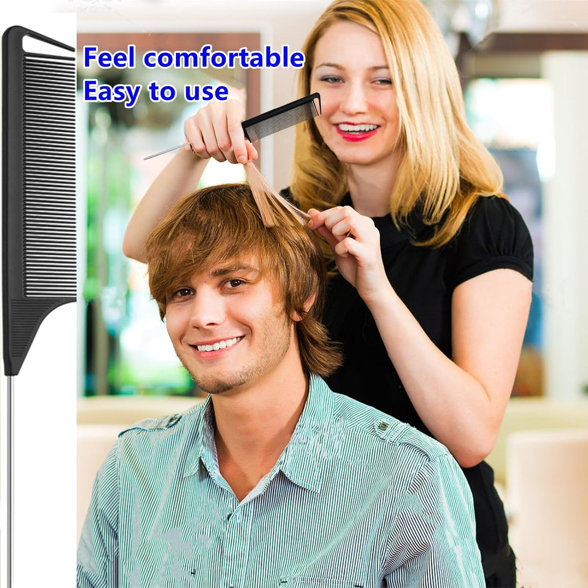 10pcs Rat Tail Combs Set,Salon Hair Stylists Metal Fine Tooth Combs | Parting Combs for Hair Teasing and Braiding,Women GirlStyling Combs for