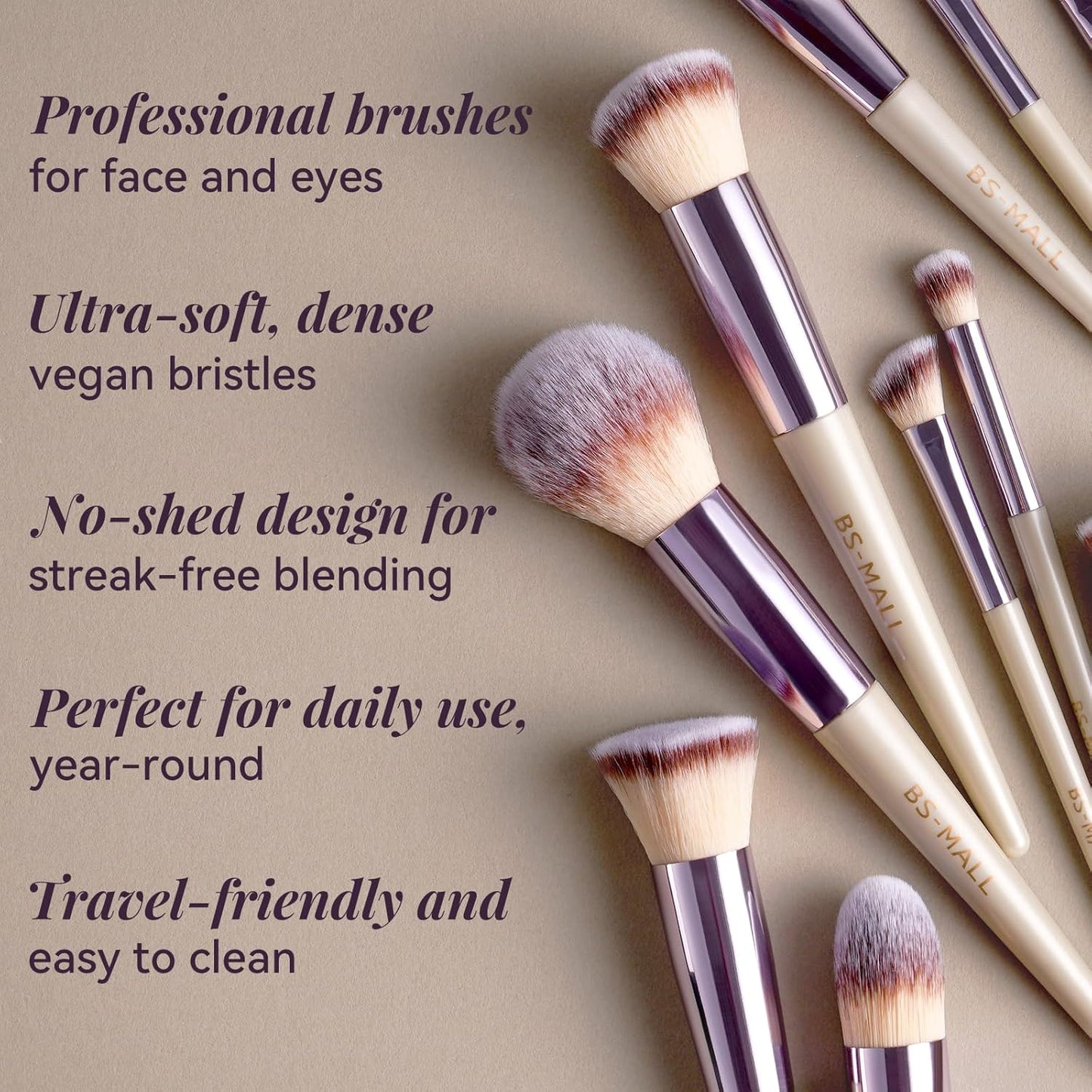 BS-MALL Makeup Brush Set 18 Pcs Professional Foundation Powder Concealers Eyeshadow Blush Synthetic Makeup Brushes with Labeled instruction Black Case Upgraded Version | Professional Foundation Powder Concealers Eyeshadow Blush Synthetic Makeup Brushes