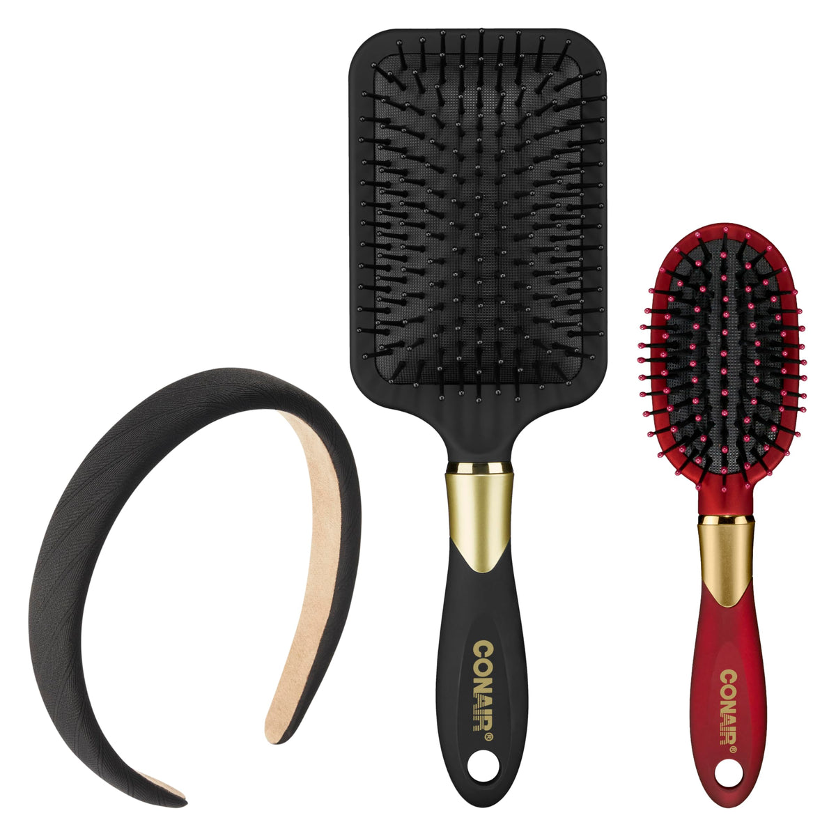 Conair Paddle Hair Brush, Ultra Wide Detangling Design for Thick Hair | Paddle detangler brush with ball-tipped bristles, a soft-touch handle, and a flexible cushion base for stress-free brushing