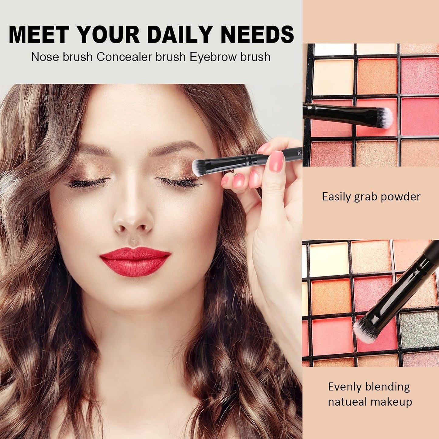 Raffaello Makeup Brushes 15Pcs Makeup Brush Set Premium Synthetic Bristles | for Powder, Foundation, Contour, Blush, Concealer, Bronzer, Buffing, Eye Shadow Blending Liner
