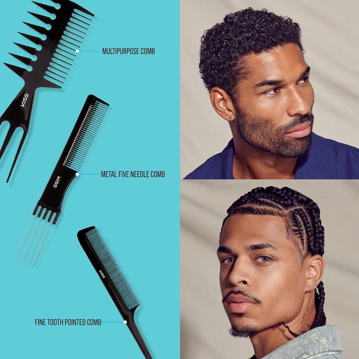 KISS Professional 10-pc Comb Set-Detangle & Style Assortment