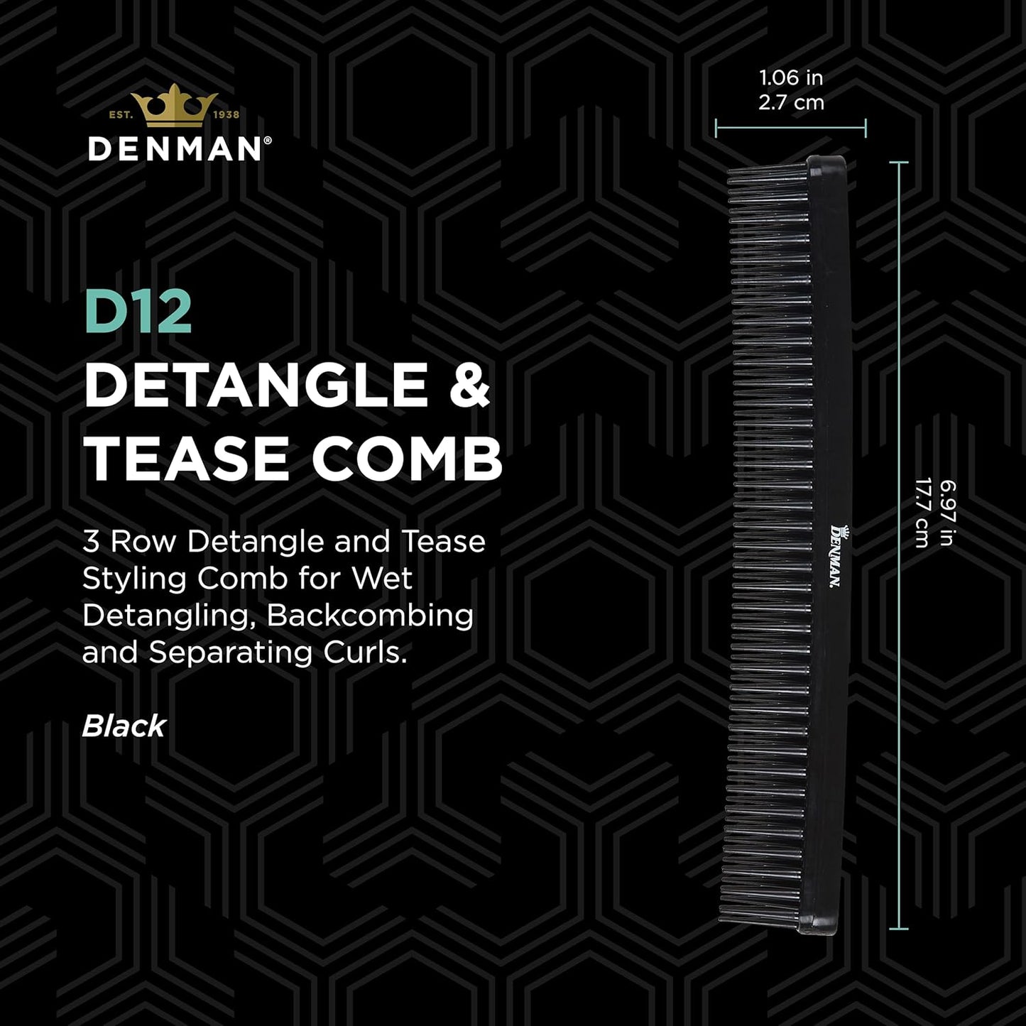 Denman Tame 'n' Tease Multifunction Comb Black