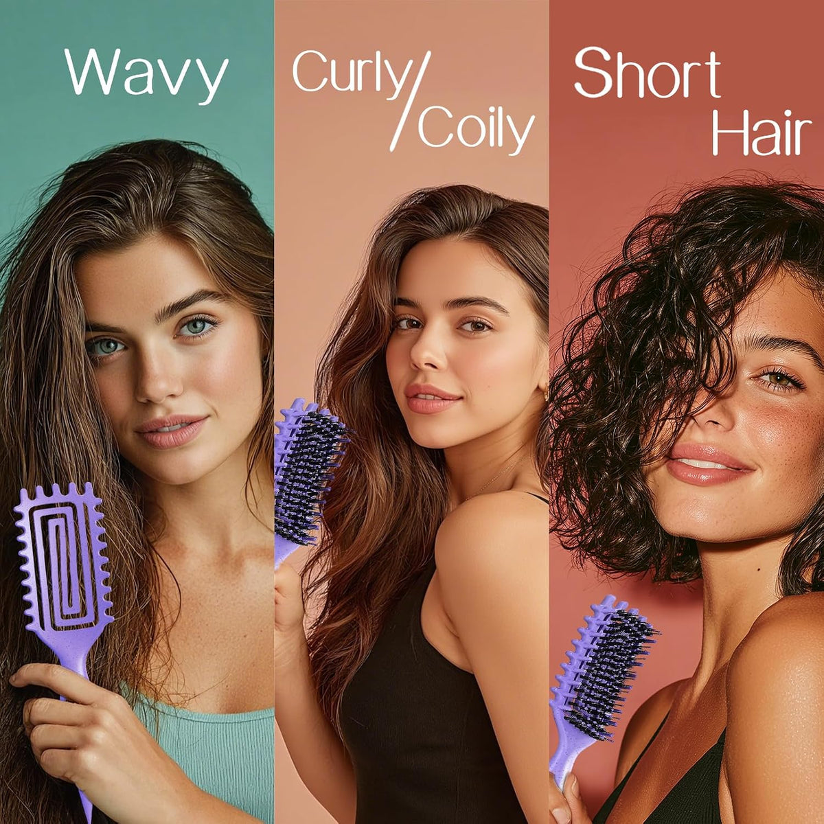 Curly Hair Brush, Curl Brush for Wet & Dry Hair | Curl Defining Brush for Effortlessly Defined Curls & Waves, Detangling Brush for Women, Men & Kids, Reduces Frizz