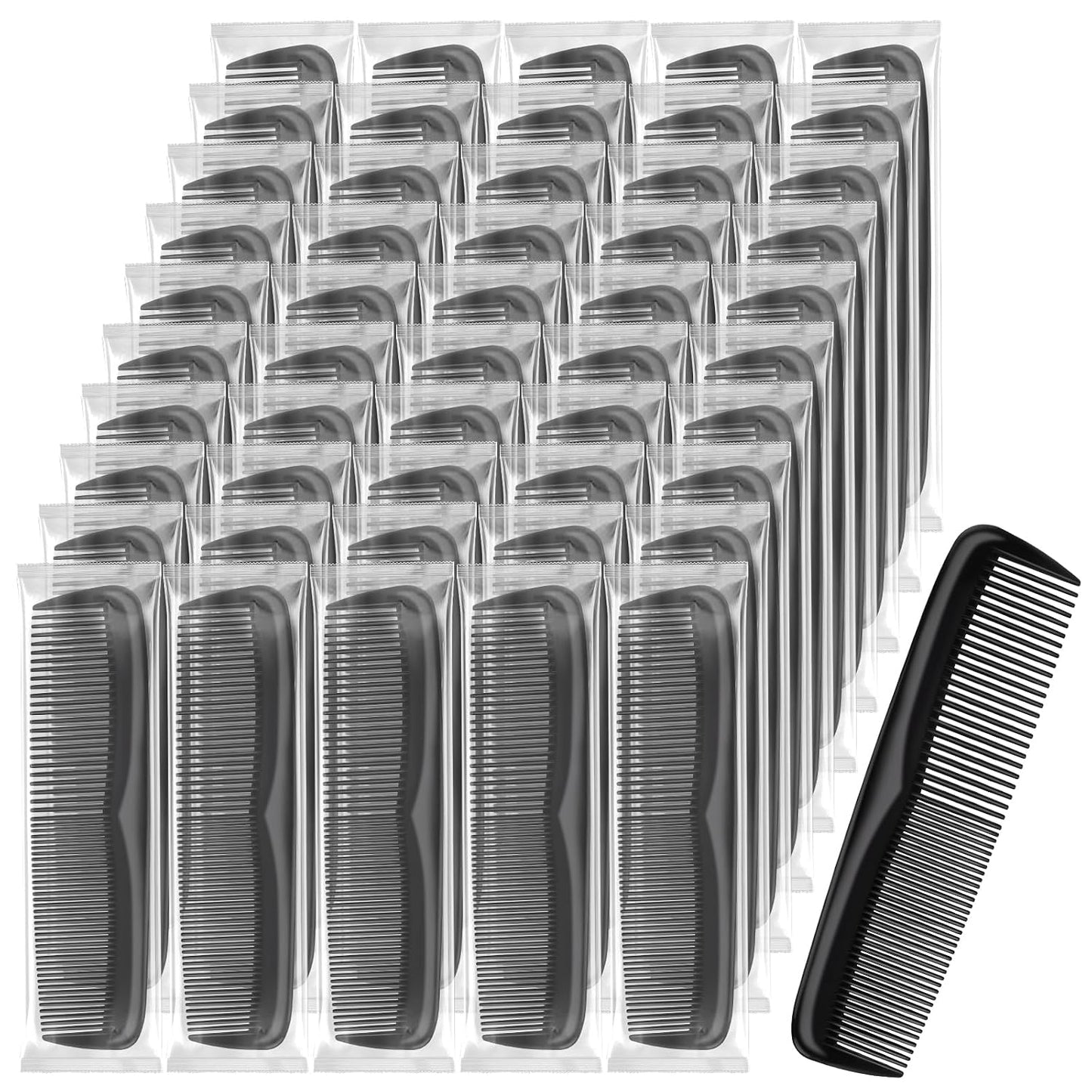 Pocket Combs Bulk for Men 50 Pack, Homeless Supplies Bulk, Individually Wrapped Beard Barber Mini Comb for Travel Hotel Shelter Donation Operation Bulk Christmas Child Item Gifts (Black)