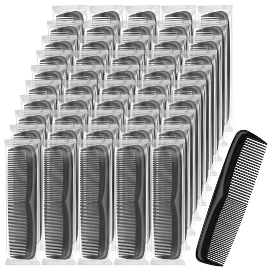 Pocket Combs Bulk for Men 50 Pack, Homeless Supplies Bulk, Individually Wrapped Beard Barber Mini Comb for Travel Hotel Shelter Donation Operation Bulk Christmas Child Item Gifts (Black)