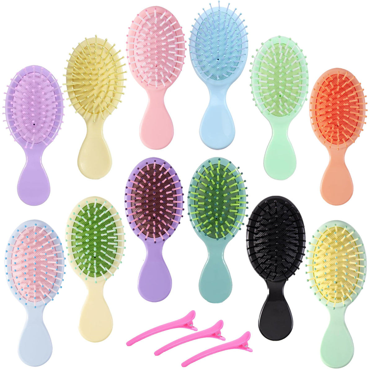 12 pcs Mini Hair Brush,Mini Brush for Most Hair Types | Travel Brush with Exquisite Packag Box,Bridesmaid Party for Gifts Teens Adults,Christmas Stockings Filling Wet Hair Brushes