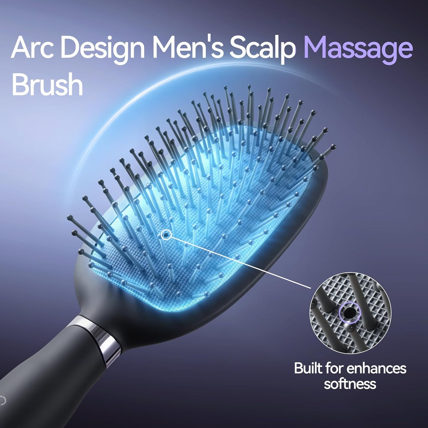 Hair Brush for Men, Detangling & Styling Hairbrush with Flex Cushion Base | Ball-Tipped Bristles, For Wet/Dry Use, Scalp Massage Function, Mens Detangler Brushes for Fine/Thin/Short/Thick Hair, Gray