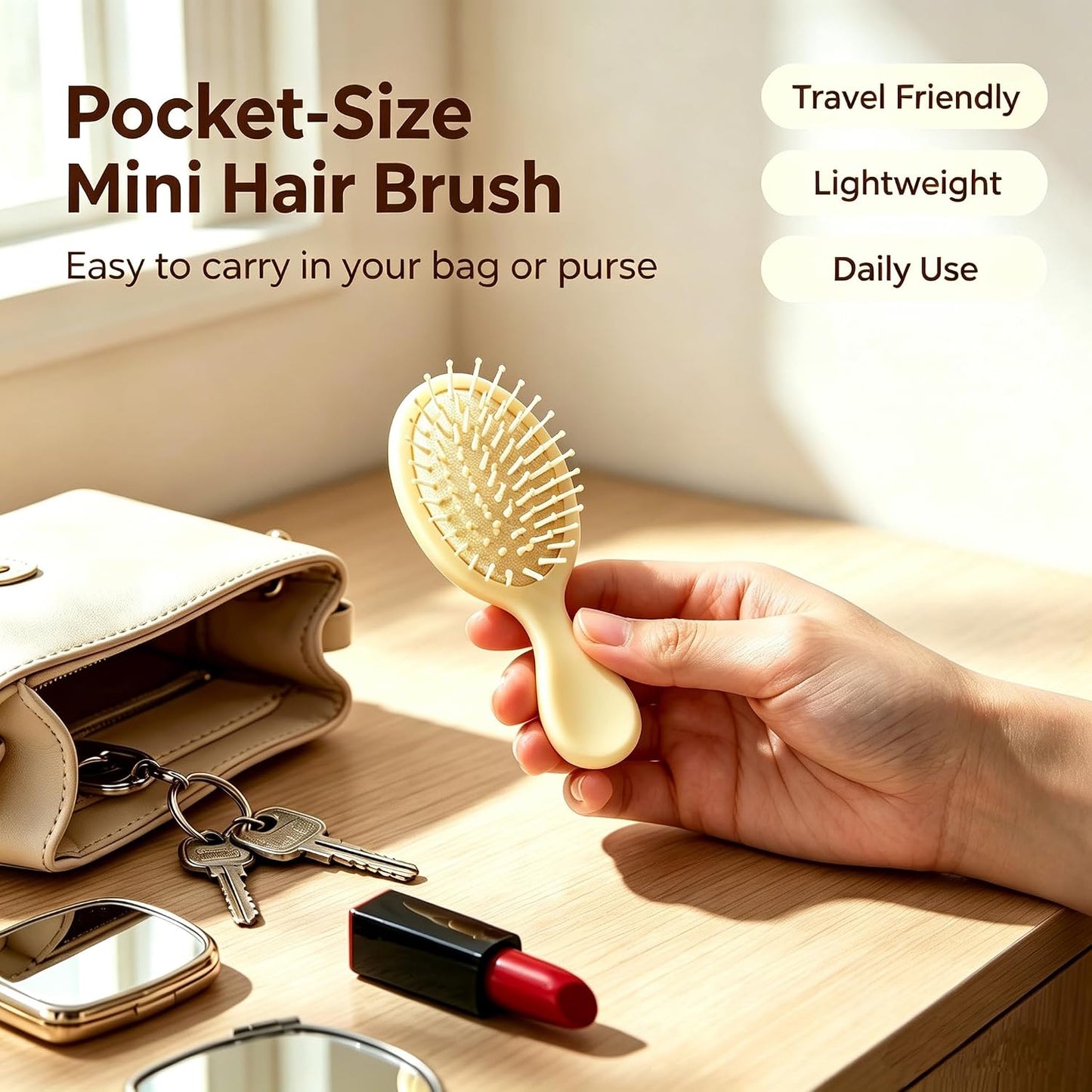 12 pcs Mini Hair Brush,Mini Brush for Most Hair Types | Travel Brush with Exquisite Packag Box,Bridesmaid Party for Gifts Teens Adults,Christmas Stockings Filling Wet Hair Brushes