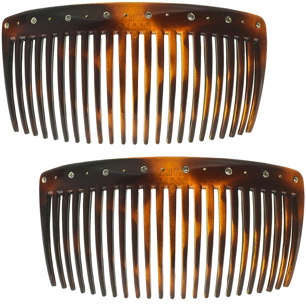 Camila Paris AD66/2 French Side Comb Large Curved Tortoiseshell Hair Combs for Women Fine Hair, 4 Inch Strong Hold Comb for Women Bun Chignon Up-Do Styling Girls Hairstyle Accessories, Made in France
